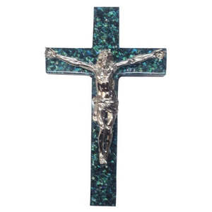 Nz Paua Shell: Paua Palladium Plated Crucifix - NZ Made