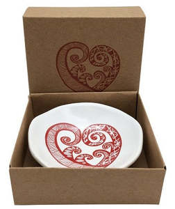Porcelain Dishes: Red Aroha On White - Little Porcelain Dish