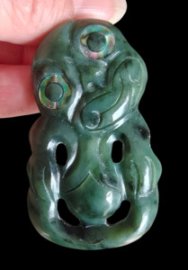 NZ Greenstone Tiki Carving - 52mm #37