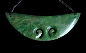 NZ Greenstone Double Koru Breast Plate Pendant #11