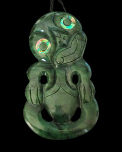 NZ Greenstone Extra Large Tiki Carving - 124mm #39L-E