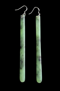Greenstone Pounamu: NZ Greenstone Earrings 103mm (very long) #ASE300