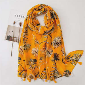 Scarves: Mustard Print