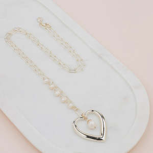 Necklaces: Gold Heart & Pearl