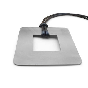 Necklaces: Silver Square Leather