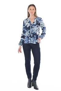 Blouses: Blue Bloom Top