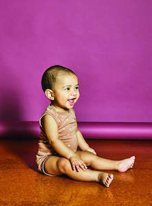 Little Flock Of Horrors: Merino Hadley Sleeveless Bodysuit - Biscotti Speckle Was $50 Now
