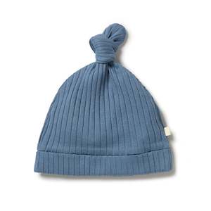 Kids Hats Beanies: Organic Rib Knot Hat - Ocean WAS $22.90 NOW
