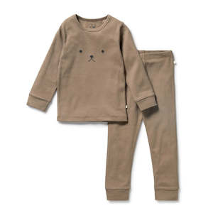 Baby Bags And Accessories: Organic Rib Long Sleeve Pyjamas - Walnut