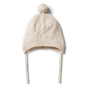 Kids Hats Beanies: W+F Knitted Cable Bonnet - Oatmeal Melange