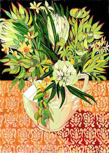 Lori Davis: Wellington Still Life Print - White Proteas