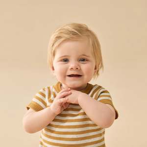 Golden Wave Stripe Organic Knitted Set