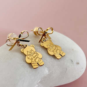 Cute Bear & Bow Drop Earrings