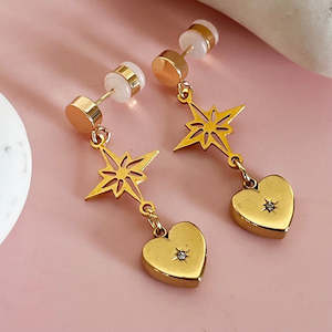 Penny Foggo: Chunky Heart Star Drop Earrings