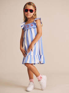 Huxbaby: Seaside Cherry Stripe Dress - Almond/Milk v2