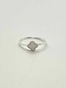 Rings: Sterling Silver Lucky Blossom Ring - White
