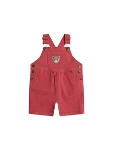 Huxbaby: Demin Short Overalls - Chilli Red