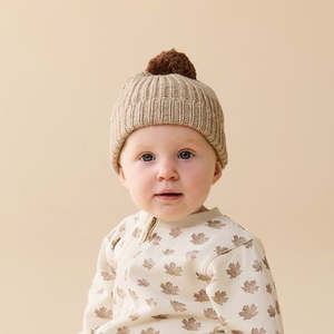 Kids Hats Beanies: Sandstone Organic Knitted Hat