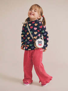 Huxbaby: Cord Frill Hem Pant - Cherry