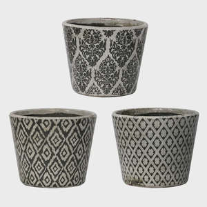 Plants Planters: Black & White Vintage Patterned Planters