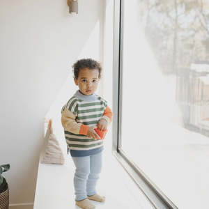 Organic Cotton Rib Knit Leggings - Sky Clover