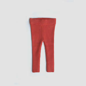 Organic Cotton Rib Knit Leggings - Tomato