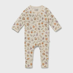 Organic Zipsuit with Feet - Maple Glow