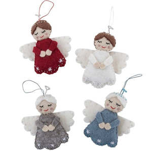 Due October Xmas26 Felt Decorations: Angel w Halo Red