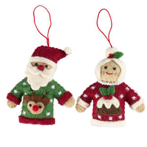Due October Xmas 26 Felt Decorations - Mr & Mrs Claus