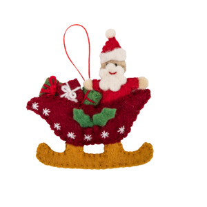 Due October Xmas 26 Felt Decoration - Santa w Sleigh
