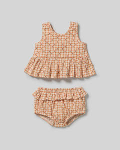 Kids Clothing: Checkerberry Organic Crinkle Ruffle Set