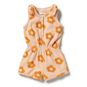 Kids Clothing: Daisy Glow Organic Terry Playsuit