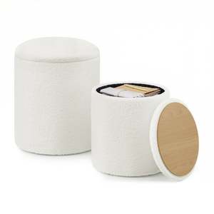 Bouclé Nesting Storage Ottomans (Set of 2)