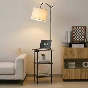Arched Etagere Floor Lamp with Side Table Shelf
