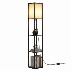 Black Etagere Floor Lamp with 3 Storage Shelves