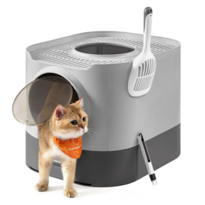 Cat Litter Box XL with Lid - Grey