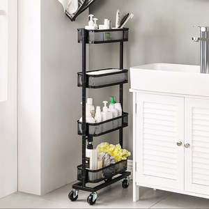Trolley And Utility Carts: 4-Tier Slim Space Saving Steel Trolley