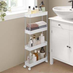 Space Saving 4-Tier Storage Trolley White