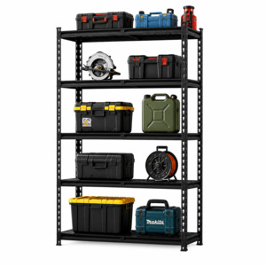 Metal Garage Storage Shelving Unit 1000kg, Black, 120×40×183cm