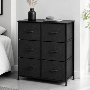 6 Drawer Storage Chest - Black