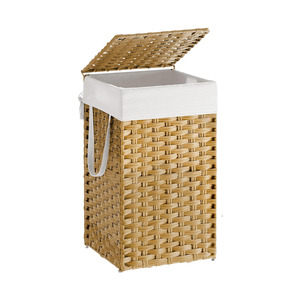 Foldable Rattan Laundry Hamper – 65L with Lid & Removable Liner