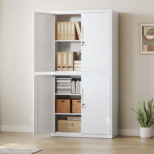 Metal Garage Storage Cabinet 4 Doors and 5 Shelves – Matte Grey
