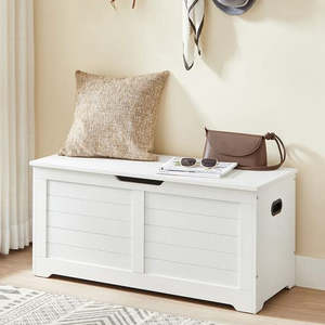 Large Storage Shoe Bench with Safety Hinges 184L – White