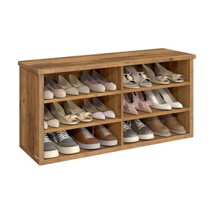 Karla 6-Compartment Shoe Bench – Honey Brown