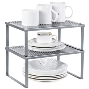Kitchen Organiser Spice Rack - Silver (Set of 2)