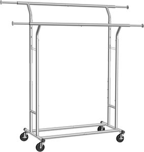 Heavy Duty Double Hanging Rails Metal Garment Rack Stand