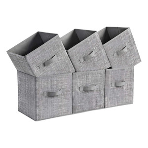 Wardrobe Essentials: Fabric Storage Bins with Dual Handles Grey (Set of 6)