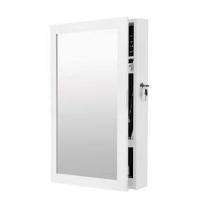 Jewellery Watch Storage: Wall-Mounted Jewellery Cabinet Armoire with Mirror - White