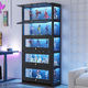 Terra Display Cabinet with Flip-Up Glass Door & Lights – Black