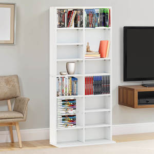 CD DVD Video Game Adjustable Rack Shelf - White